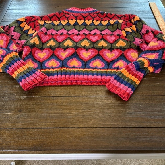 Farm Rio Colorful Heart Pattern Sweater Size Large - Picture 10 of 11